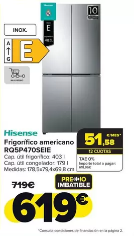 Hisense - Frigorifico Americano  Rq5p470seie