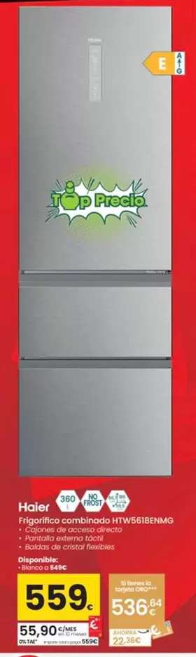 Haier - Frigorifico Combinado HTW5618ENMG