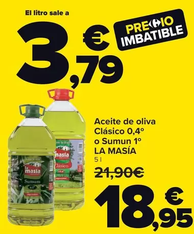 La Masía - Aceite de oliva clasico 0,4' o Sumun 1'