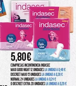 Indasec - Compresas Incontinencia Maxi Good Night 12 Unidades