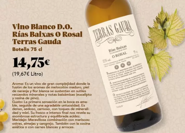 Blanco - Vino  D.o. Rias Baixas O Rosal Terras Gauda