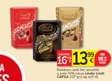 Lindt - Bombons Amb Llet, Assortits O Amb 70% Cacau Lindor