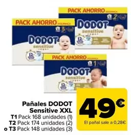 Dodot - Pañales Sensitive Xxl T1, T2 O T3 