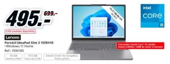 Lenovo - Portatil Ideapad Slim 3 15RH10