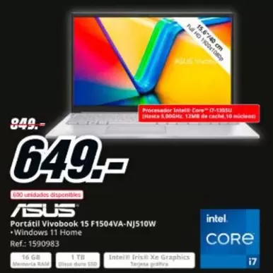 Asus - Portátil Vivobook 15 F1504va-nj510w