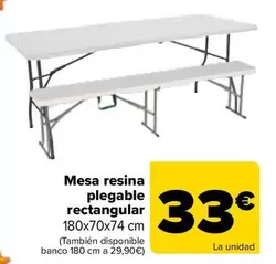 Mesa Resina Plegable Rectangular