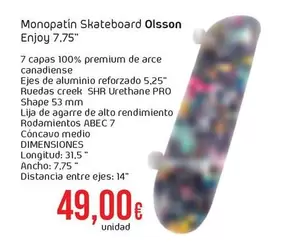 Enjoy - Monopatín Skateboard Olsson 7.75"
