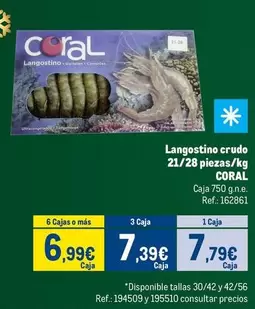 Coral - Langostino Crudo 21/28 Piezas/kg