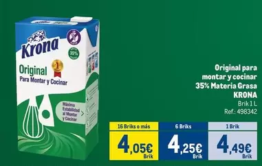 Krona - Original Para Montar Y Cocinar 35% Matria Grasa