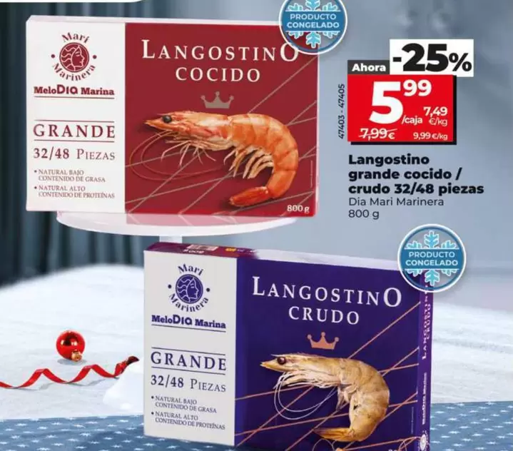 Dia Mari Marinera - Langostino Grande Cocido/Crudo 32/48 Piezas