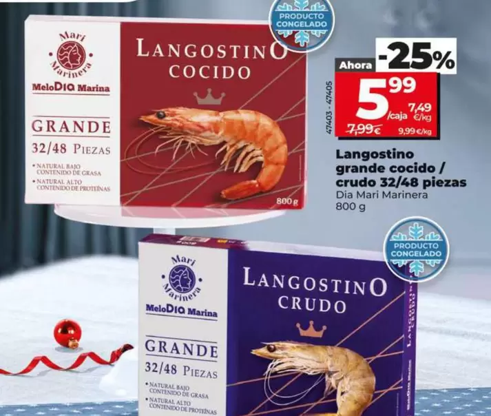 Dia Mari Marinera - Langostino Grande Cocido / Crudo 32/48 Piezas 