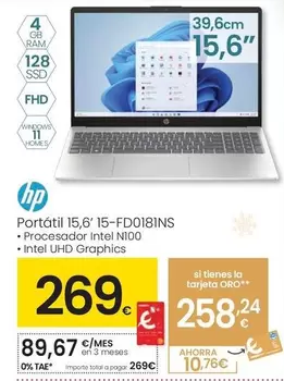 HP - Portátil 15,6' 15-FD0181NS