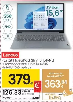 Lenovo - Portatil Ideapad Slim 3 15IAN8 