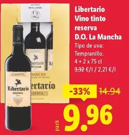Libertario - Vino Tinto Reserva D.O. La Mancha