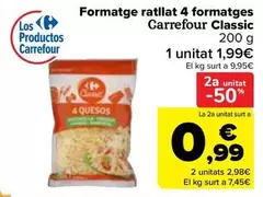 carrefour - Formatge Ratllat 4 Formatges Classic