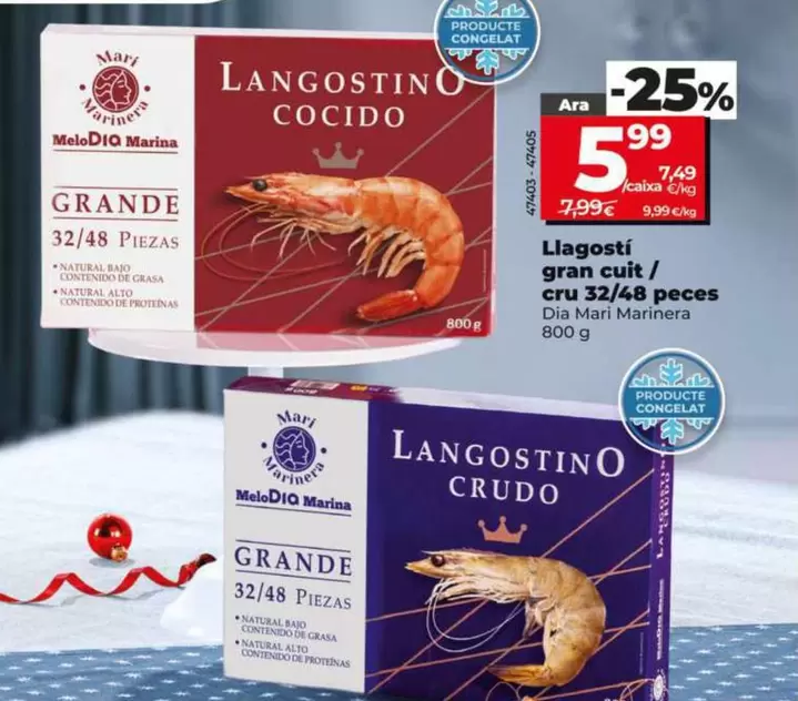 Dia Mari Marinera - Langostino Grande Cocido/Crudo 32/48 Piezas