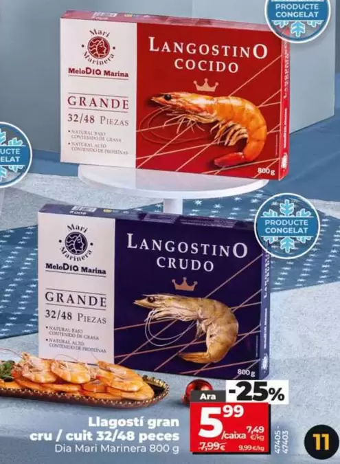 Dia Mari Marinera - Langostino Grande Crudo/Cocido 32/48 Piezas