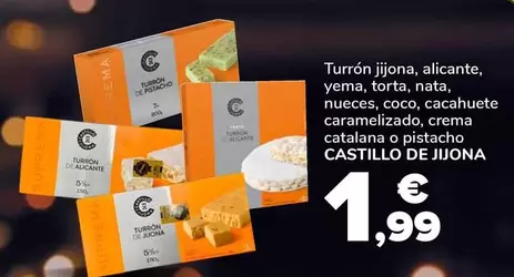 Castillo De Jijona - Turrón Jijona, Alicante, Yema, Torta, Nata, Nueces, Coco, Cacahuete Caramelizado, Crema Catalana O Pistacho