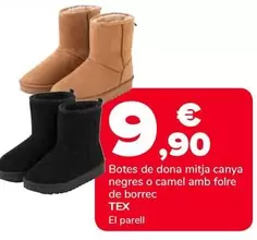 TEX - Botes De Dona Mitja Canya Negres O Camel Amb Folre De Borrec
