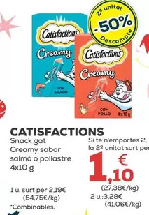 Catisfactions - Snack Gato Creamy Sabor Salmón O Pollo