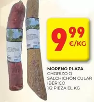 Moreno Plaza - Chorizo O Salchichon Cular Iberico 1/2 Pieza