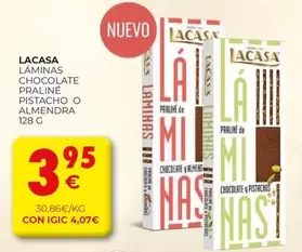 Lacasa - Laminas Chocolate Praliné Pistacho O Almendra
