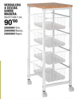 Verdulero 4 Cestas Sobre Madera