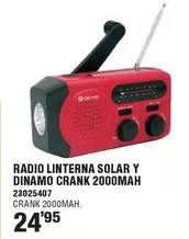 Denver - Radio Linterna Solar Y Dinamo Crank 2000Mah