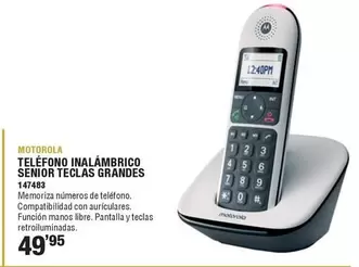 Motorola - Teléfono Inalámbrico Senior Teclas Grandes