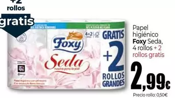 Foxy - Papel Higiénico Seda, 4 Rollos 