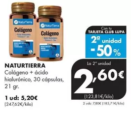 Naturtierra - Colágeno + Ácido Hialurónico, 30 Cápsulas