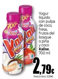 Kalise - Yogur Liquido Con Pulpa De Coco, Fresa, Frutos Del Bosque O Pina Y Coco