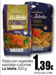 La Isleña - Pasta Con Vegetales Espirales O Plumas