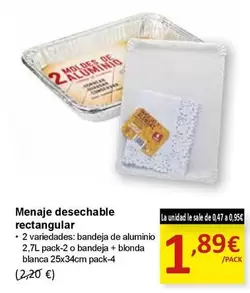 Menaje Desechable Rectangular