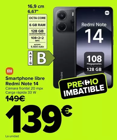 Xiaomi - Smartphone Libre Redmi Note 14