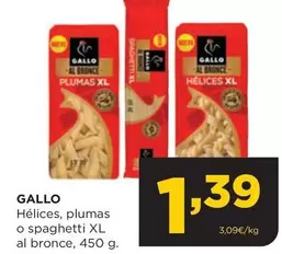 Gallo - Hélices, Plumas O Spaghetti XL Al Bronce