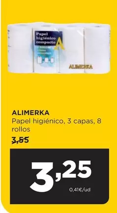 Alimerka - Papel Higiénico, 3 Capas, 8 Rollos