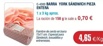 Barra York Sandwich Pieza Entera