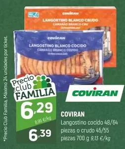coviran - Langostino Cocido 48/64 Piezas O Crudo 45/55 Piezas