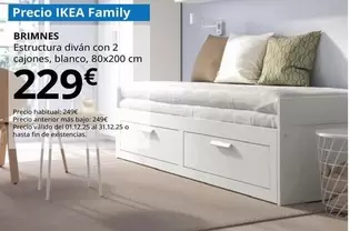 Brimnes - Estructura Diván Con 2 Cajones, Blanco, 80x200 Cm