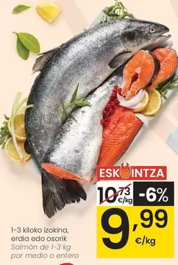 Salmón De 1-3 Kg Por Medio O Entero