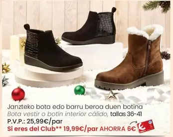 Bota Vestir O Botín Interior Cálido