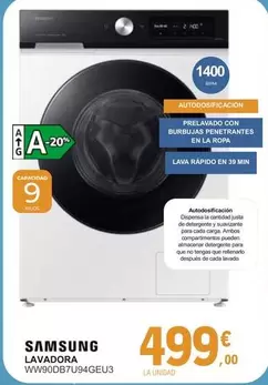 Samsung - Lavadora WW90DB7U94GEU3