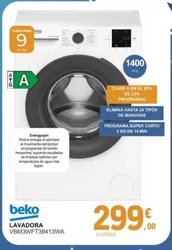 Beko - Lavadora VBM3WFT39413WA