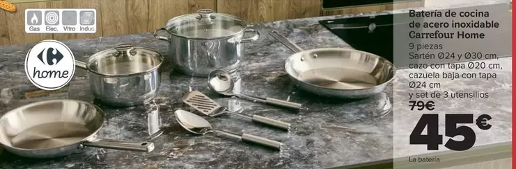 Carrefour Home - Batería De Cocina De Acero Inoxidable