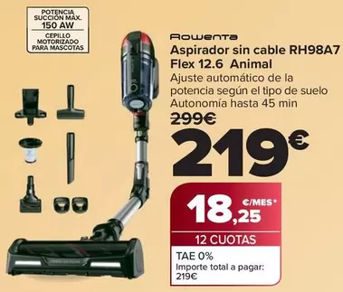 Rowenta - Aspirador Sin Cable RH98A7 Flex 12.6 Animal