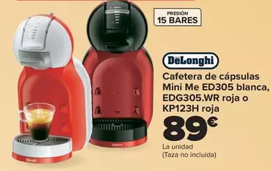 DeLonghi - Cafetera De Capsulas Mini Me ED305 Blanca, EDG305.WR Roja O KP123H Roja