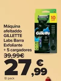 Gillette - Maquina Afeitado Labs Barra Exfoliante + 5 Cargadores