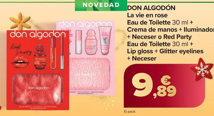 Don Algodón - La Vie En Rose Eau De Toilette 30 Ml + Crema De Manos + Iluminador  + Neceser O Red Party Eau De Toilette 30 Ml + Lip Gloss + Glitter Eyelines + Neceser