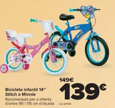 Bicicleta Infantil 14" Stitch O Minnie